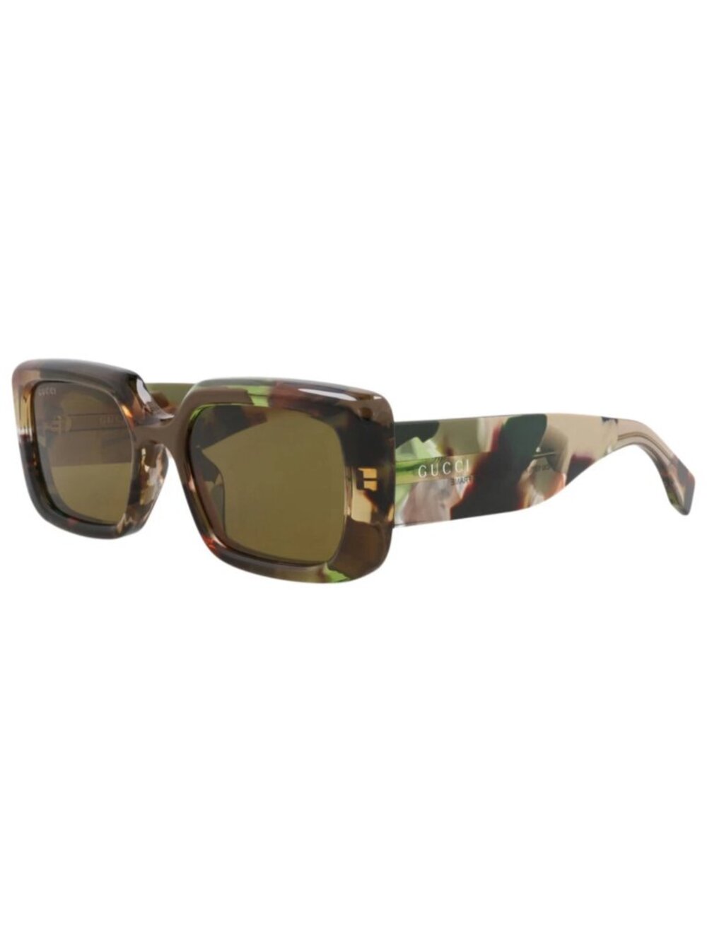 New Gucci Women's Sunglasses Square Rectangle Recycled Acetate Frame Green Green